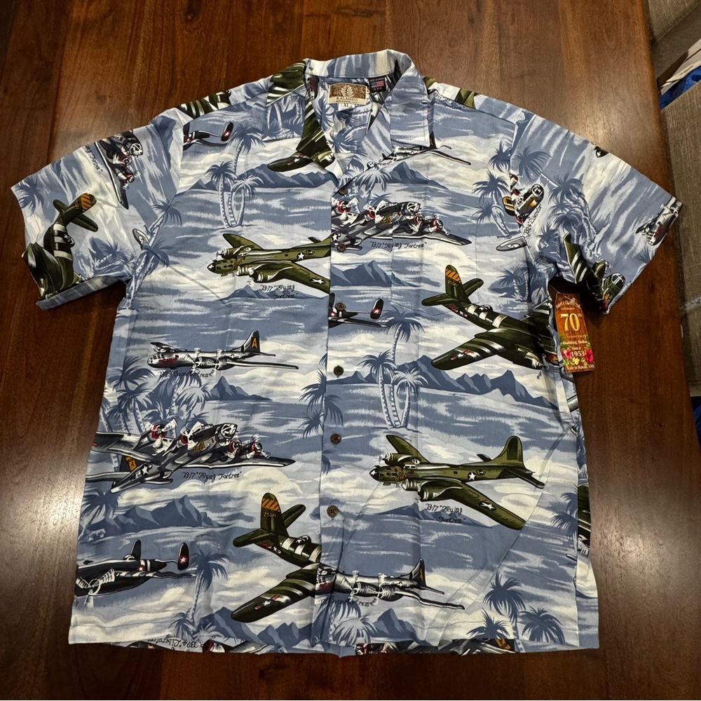 New! Kalaheo WW2 Fighter Planes Floral Mens Hawaiian Shirtβ XL Hawaii Hula
